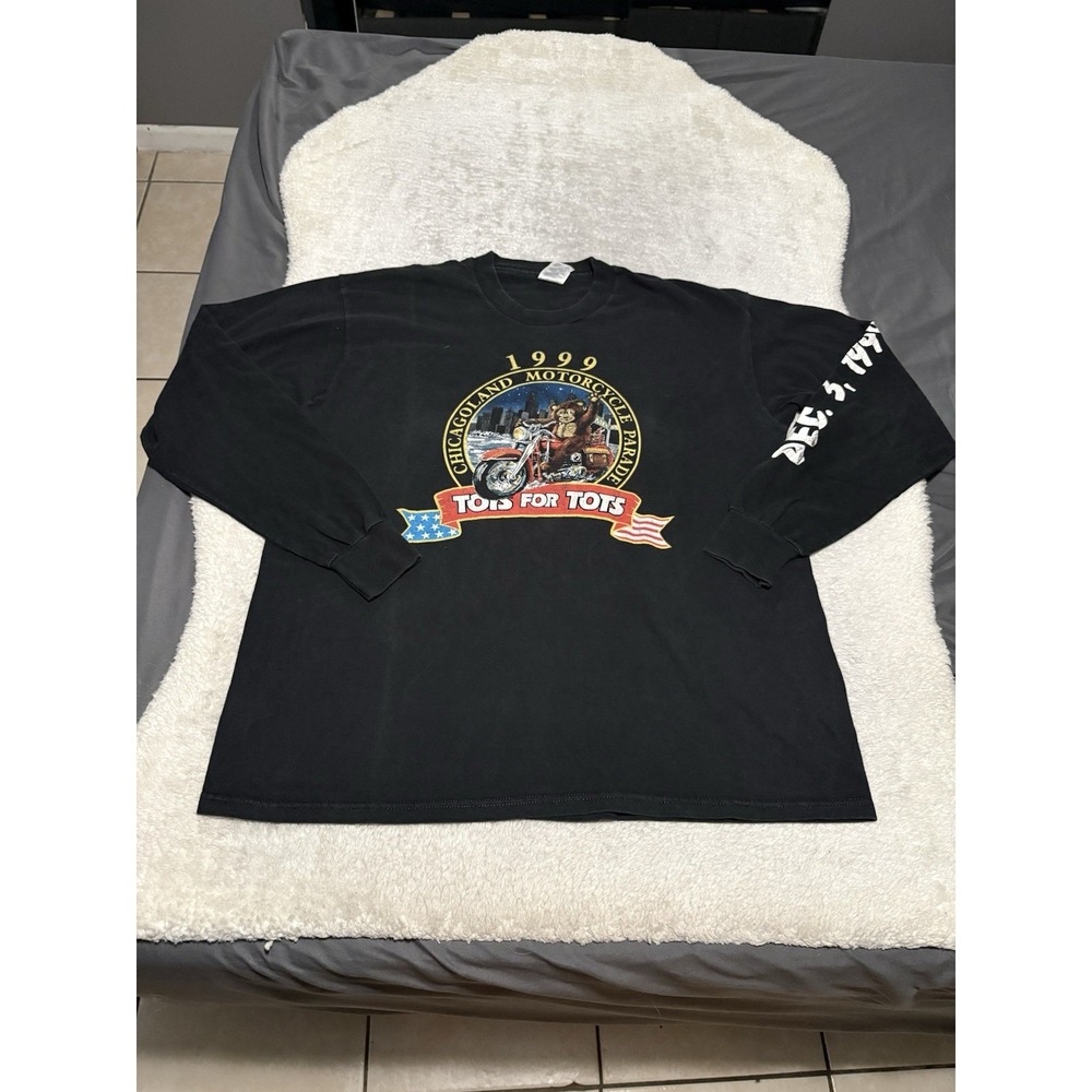 Vintage Toys For Tots Chicagoland Motorcycle Parade 1999 Black Long Sleeve XXL